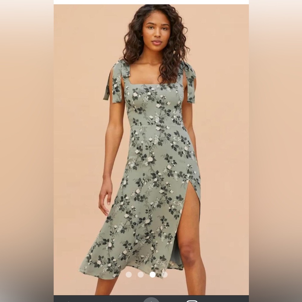 Reformation Floral Green Dress 4